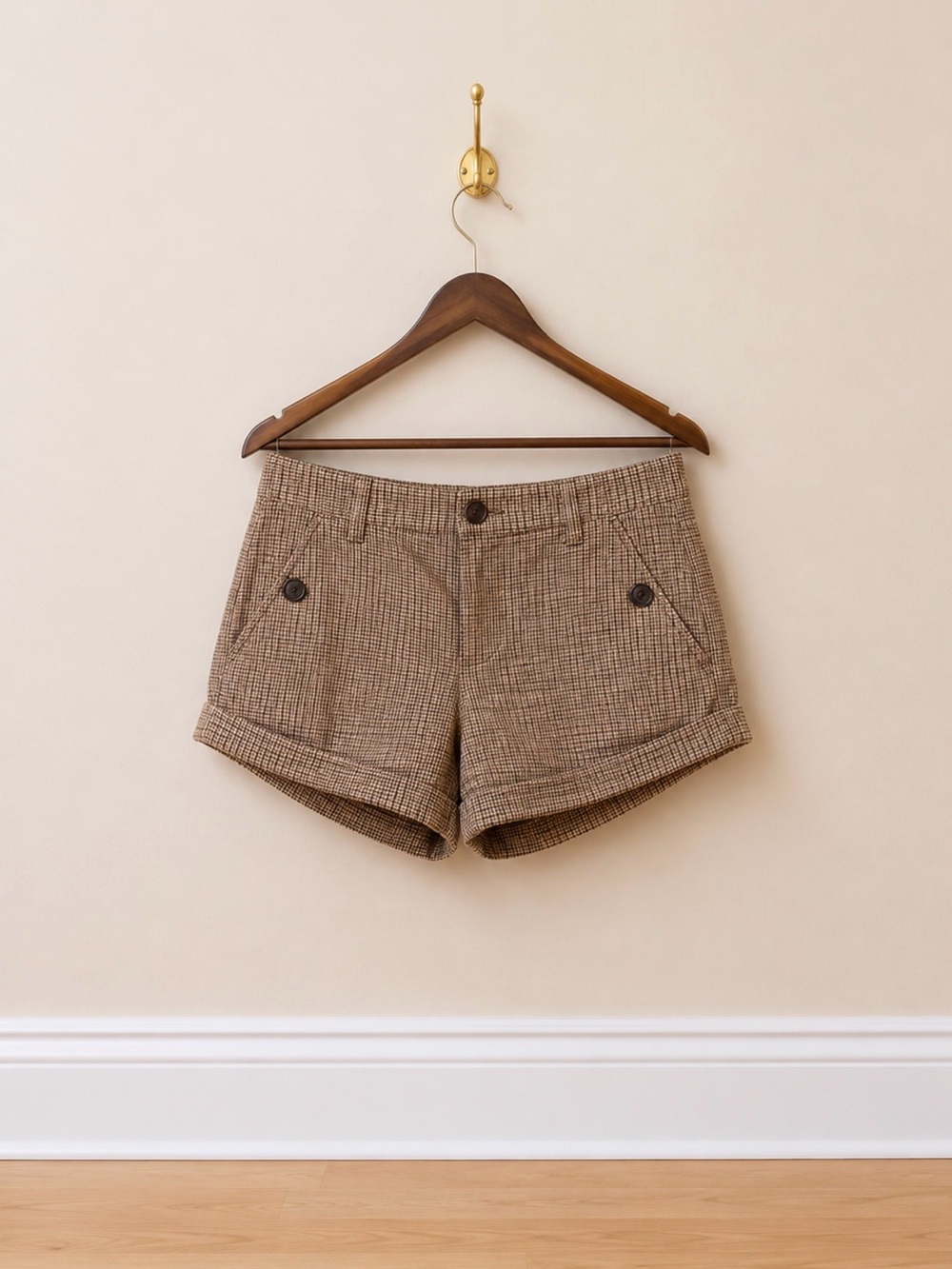 American Eagle Houndstooth Cuffed Shorts Size 10 Preppy Y2K